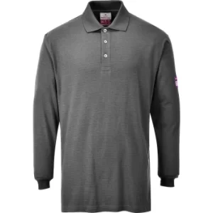 Modaflame Mens Flame Resistant Antistatic Long Sleeve Polo Shirt Grey 2XL