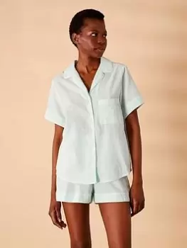 Accessorize Seersucker Stripe Shorts Pyjama Set - Green Size M Women