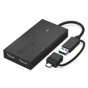 Plugable Technologies USB 3.0 & USB C to HDMI Adapter Dual Monitors Video Graphics Adapter