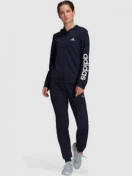 adidas Essentials Linear Tracksuit - Navy/White, Size L, Women