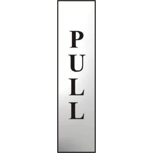 ASEC Pull 200mm x 50mm Chrome Self Adhesive Sign