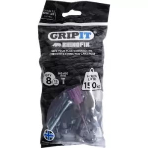 Charles Bentley - Gripit Rhinofix Plasterboard Fixing Kit - 8 Pack (Purple) Stud Wall Anchor