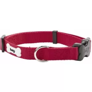 Adjustable Soft Strong Fabric Dog Puppy Pet Collar with Buckle and Clip for Lead - Red - Large