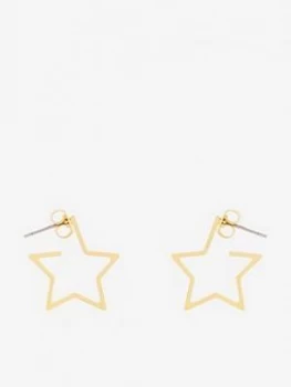 WHISTLES Mini Star Outline Earrings, Gold, Women