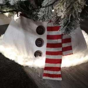 60cm Snowman USB LED Fabric Christmas Tree Skirt with Timer Function in Warm White
