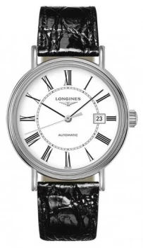 Longines PrA sence Swiss Automatic Black Leather White Watch