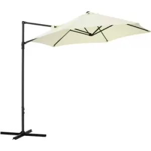 2.5M Offset Roma Patio Umbrella w/ 360° Rotation and Base, Beige - Beige - Outsunny