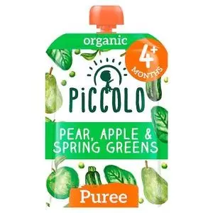 Piccolo Organic Pear, Apple Spring Greens 100g From 4m+