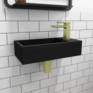 Cloakroom Black Wall Hung Basin Right Hand 405mm - Detroit