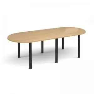 Radial end meeting table 2400mm x 1000mm with 6 Black radial legs -