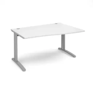 Office Desk Right Hand Wave Desk 1400mm White Top With Silver Frame TR10