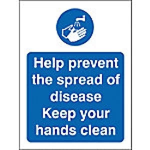 Stewart Superior Health and Safety Sign Help prevent the spread of disease, keep your hands clean Plastic 20 x 15 cm
