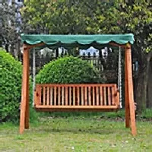 OutSunny 3 Seater Swing Bench Larch Wood Green