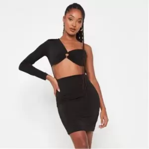 Missguided Asymmetric Cut Out Slinky Mini Dress - Black