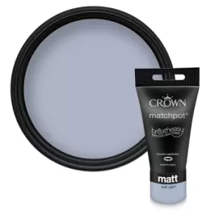 Crown Breatheasy Soft Ash Matt Emulsion Paint, 40ml Tester Pot