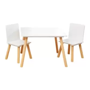 Liberty House Toys Kids White and Pinewood Table and Chair Set