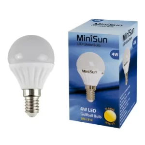 2 x 4W SES E14 Warm White LED Golfball Bulbs