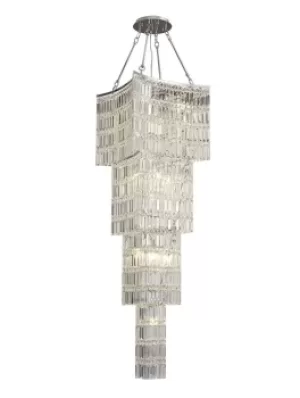 Gianni Tall Ceiling Pendant Chandelier 11 Light Polished Chrome, Crystal