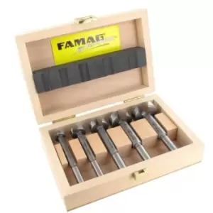 Famag - 5PCS Classic Forstner Bit, Set 15, 20, 25, 30, 35mm, in Wooden Case, 16305