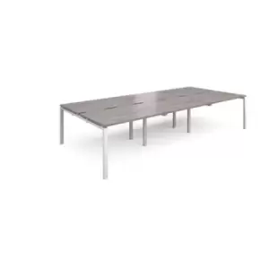 Adapt triple back to back desks 3600mm x 1600mm - white frame and grey oak top