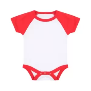 Larkwood Baby Boys/Girls Essential Short Sleeve Baseball Bodysuit (0-3 Months) (White/Red)