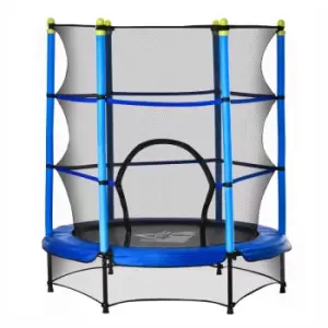 HOMCOM 5'2 Kids Trampoline with Safety Enclosure, Indoor Outdoor - Blue - Blue