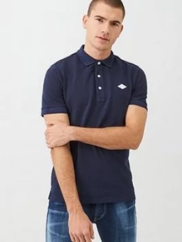 Replay Under Collar Branded Polo Shirt - Navy