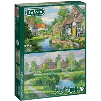 Falcon de luxe Riverside Cottages 2-Pack Jigsaw Puzzles - 500 Pieces