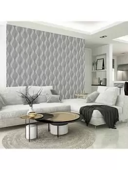 Arthouse Luxe Ribbon Charcoal/Silver Wallpaper