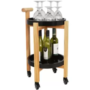 Watsons - Wood Drinks / Tea Trolley Table with 2 Removable Trays - Black / Natural - Natural / Black