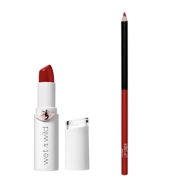 wet n wild Mega Last High Shine Lipstick and Color Icon Lip Liner Duo (Various Shades) - Fire Fighting