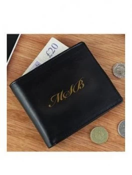 Personalised Monogram Black Leather Wallet