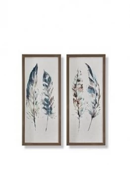 Graham & Brown Set Of 2 Painterly Feathers Framed Canvas