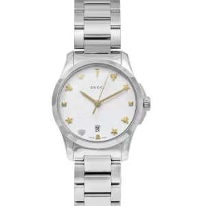 G-Timeless Quartz Silver Dial With Charms Hour Markers Ladies Watch