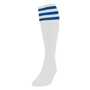 Precision White/Royal 3 Stripe Football Socks Adult UK Shoe 7-11