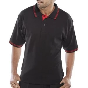 Click Workwear Polo Shirt Two Tone 220gsm L Black Red Ref CLPKSTTBLREL