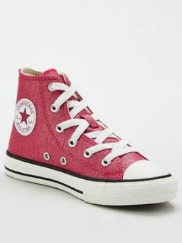 Converse Childrens Chuck Taylor All Star Hi Sparkle Trainers - Pink, Size 13