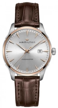 Hamilton Mens Jazzmaster Brown Leather Strap Silver Dial Watch