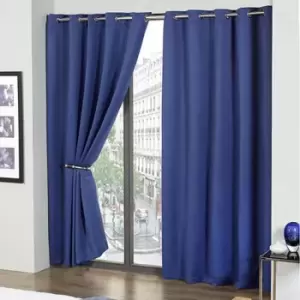 Emma Barclay Cali Thermal Woven Blackout Eyelet Curtains, Blue, 66 x 54 Inch