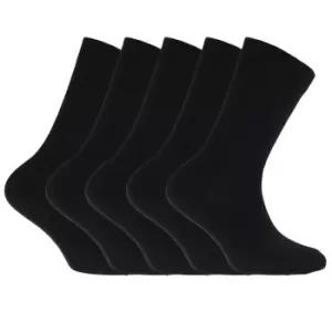 FLOSO Childrens/Kids Plain School Socks (Pack Of 5) (9-12 UK Child) (Black)