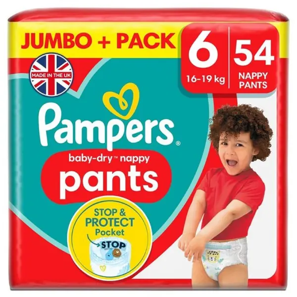 Pampers Baby Dry Nappy Pants Size 6 Jumbo Plus Pack 54 Nappies