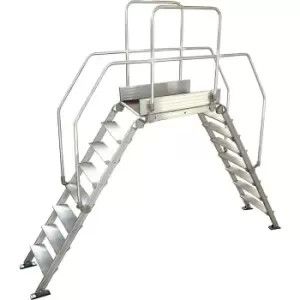 Aluminium ladder bridging, overall max. load 200 kg, 8 steps, platform 900 x 530 mm