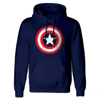 Marvel Comics - Captain America Shield Unisex Large Hooded Sweatshirt Pullover - Blue