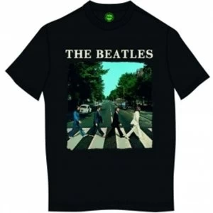 The Beatles Abbey Road & Logo Mens Black T Shirt: Large