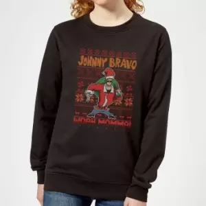 Johnny Bravo Johnny Bravo Pattern Womens Christmas Jumper - Black - 3XL