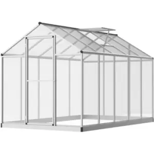 10x6ft Aluminium Greenhouse with/ Door Window Galvanized Base PC Panel - Outsunny