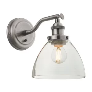 Dome Wall Lamp Brushed Silver Paint, Clear Glass