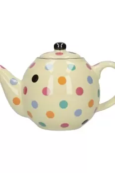 Globe Teapot, Ivory/Multi-Spot, Six Cup - 1.2 Litres, Boxed