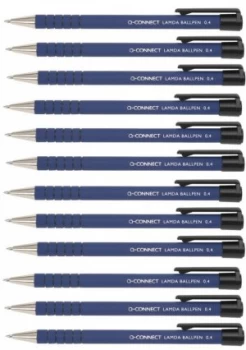 Q Connect Lamda Retractable Pen Blue - 12 Pack