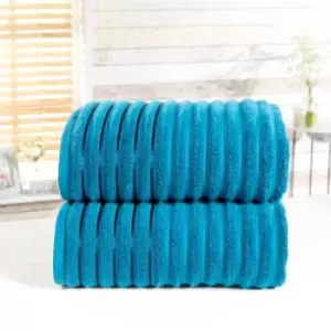 Rapport Home Furnishings 550 gsm Ribbed Towel Bale - 2 Piece - Teal